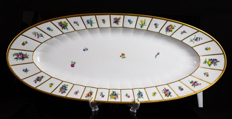 ROYAL COPENHAGEN 'HENRIETTE' FLORAL GILT OVAL FISH SERVING PLATTER TRAY 8542