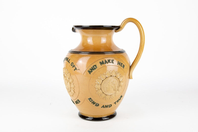 TAKE FORTUNE AS YOU FIND HER - LARGE ROYAL DOULTON LAMBETH STONEWARE MOTTO JUG