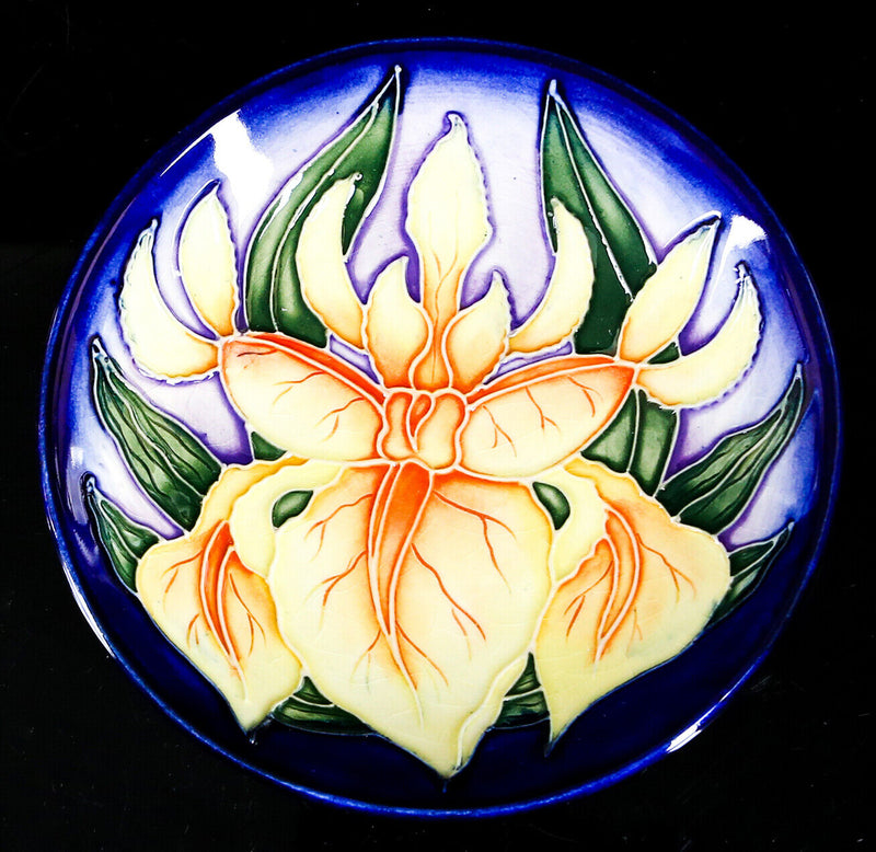 MOORCROFT POTTERY 'WINDRUSH' DEBBIE HANCOCK FLORAL FLOWER PIN DISH PLATE, 12cm