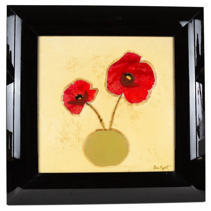 CHLOE NUGENT, TWO POPPIES, FLOWER STUDY, ORIGINAL PAINTING, SIGNED