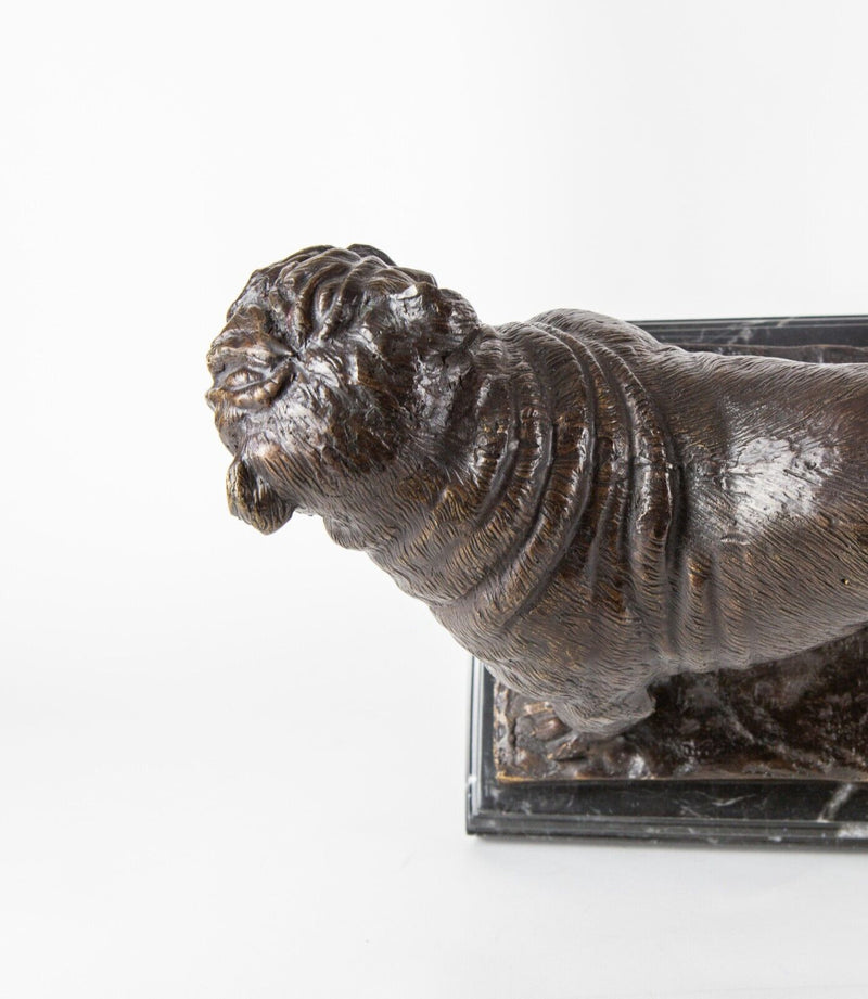 AFTER PIERRE-JULES MÊNE - LARGE FRENCH BRONZE BULLDOG FIGURE STATUE SCULPTURE