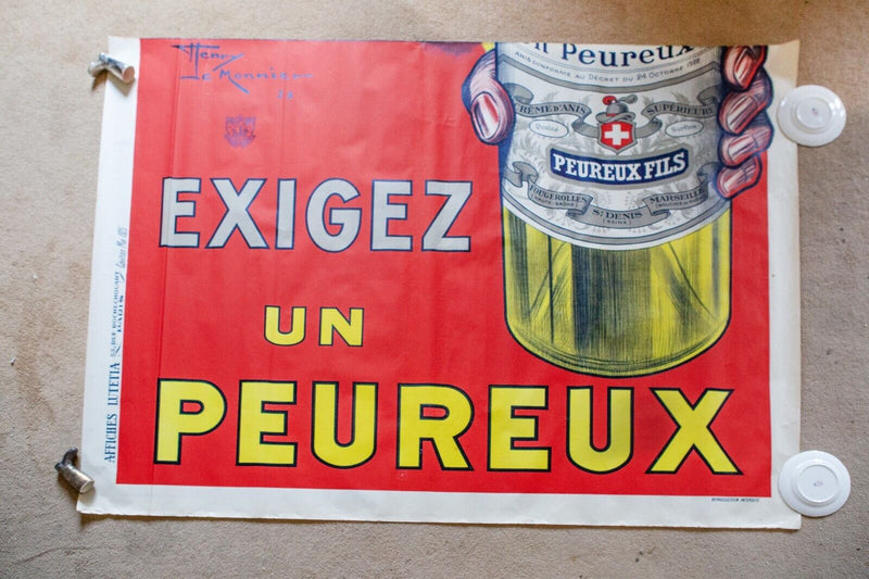 UN PEUREUX - ORIGINAL 1925 FRENCH PEUREUX FILS LARGE VINTAGE ADVERTISING POSTER