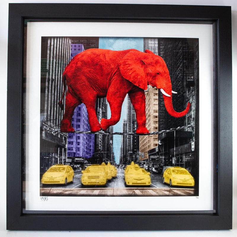 LARS TUNEBO 'CROSSING 5th AVENUE' ELEPHANT NEW YORK, LIMITED EDITION PRINT & C.O.A.