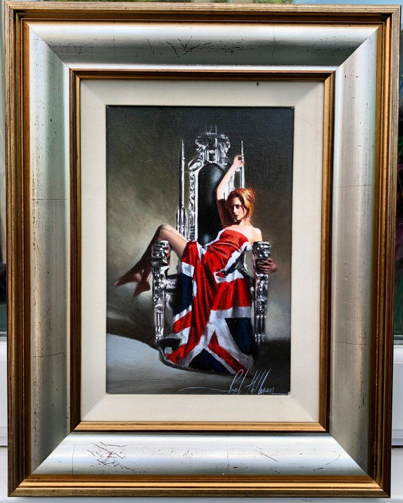 ROB HEFFERAN 'ENGLISH ROSE' UNION JACK, ORIGINAL OIL PAINTING, SIGNED