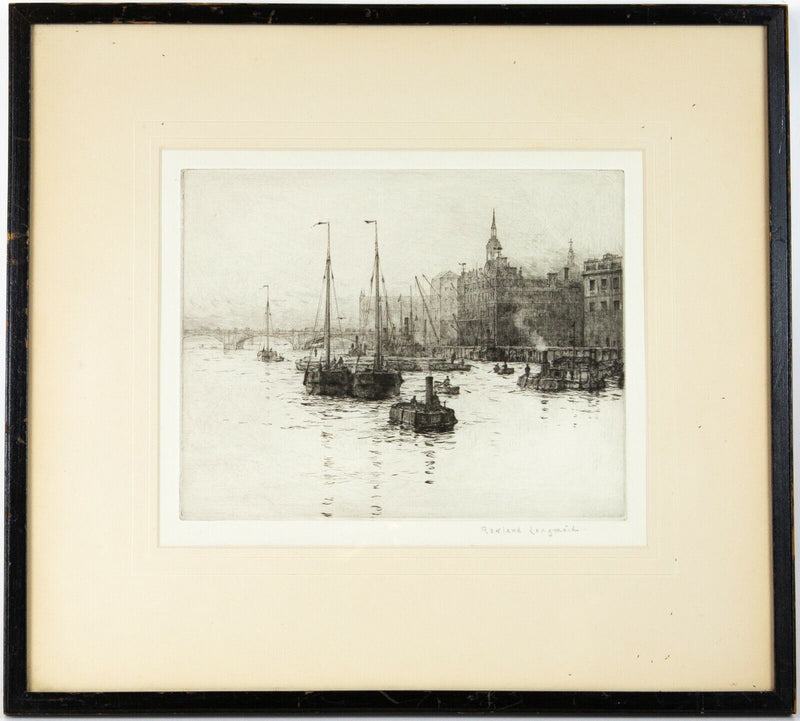 ROWLAND LANGMAID (BRITISH 1897-1956) -BILLINGSGATE - LONDON ETCHING PRINT SIGNED