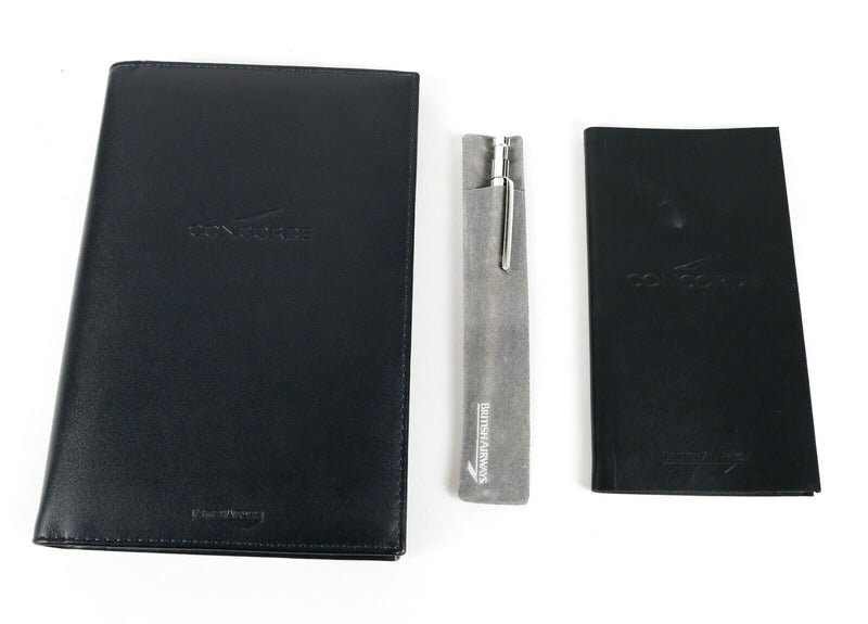 CONCORDE BRITISH AIRWAYS - LEATHER BUSINESS CARD WALLET, NOTEBOOK & BALLPOINT PEN