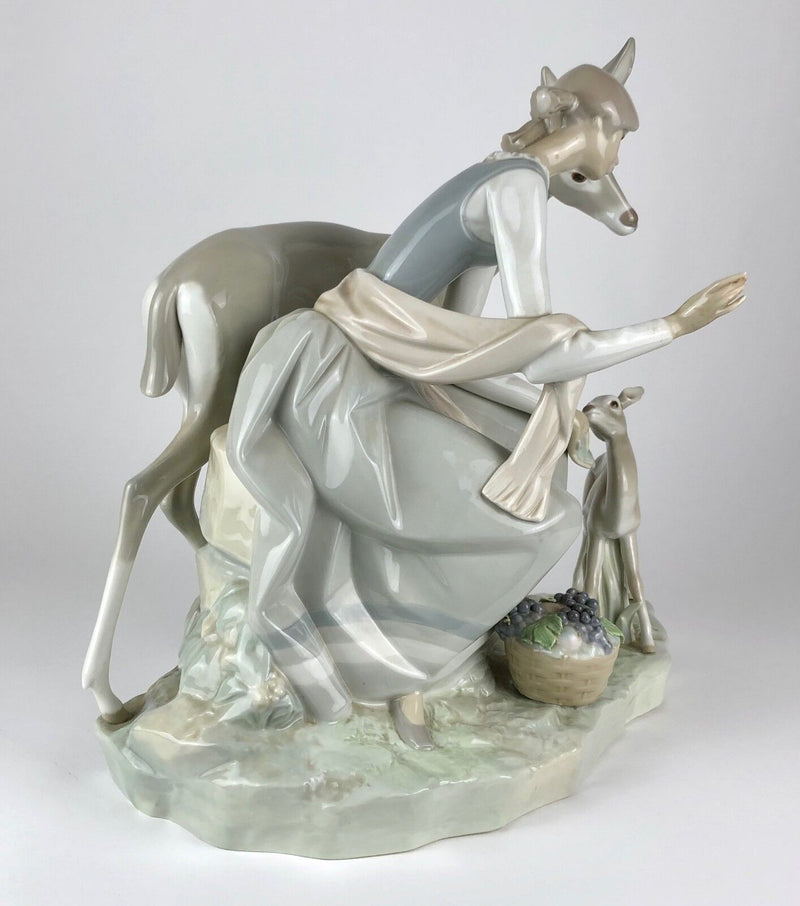 LARGE LLADRO 'GIRL WITH GAZELLE' FIGURE 1091 LADY CHILD WOMAN DRESS DEER FAWN