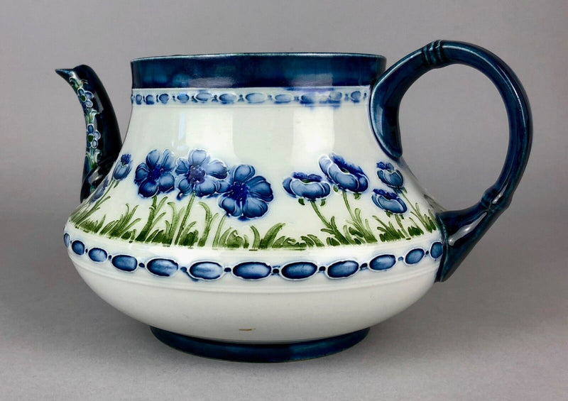 MOORCROFT POTTERY, MACINTYRE & Co. 'BLUE POPPY' FLORIAN WARE TEA COFFEE POT JUG