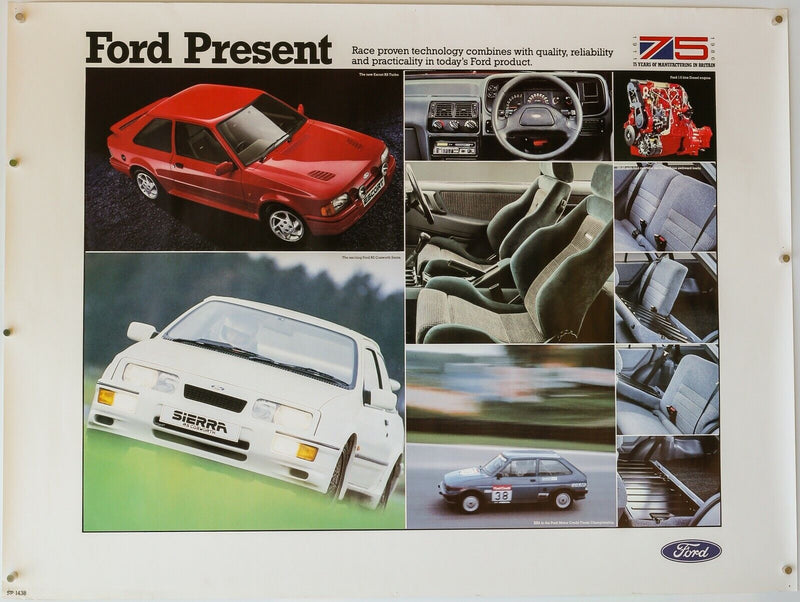 FORD PRESENT - ORIGINAL DEALER SHOWROOM ESCORT SIERRA COSWORTH POSTER SP1438 253