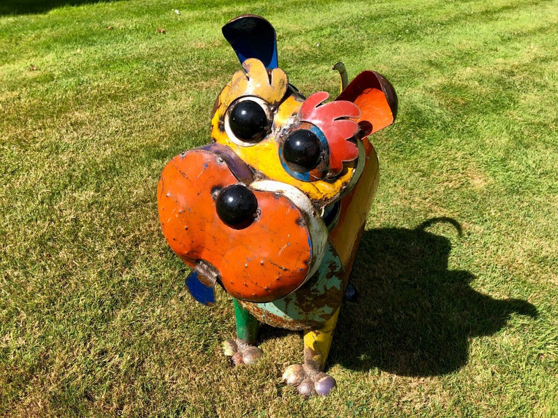EE-I-EE-I-O RALPH THE DOG, LARGE TIN METAL GARDEN ORNAMENT FIGURE SCULPTURE 77cm
