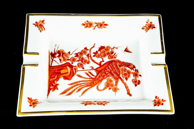HERMES, PARIS - CHINESE/ASIAN STYLE LARGE RECTANGULAR PORCELAIN ASHTRAY PIN DISH
