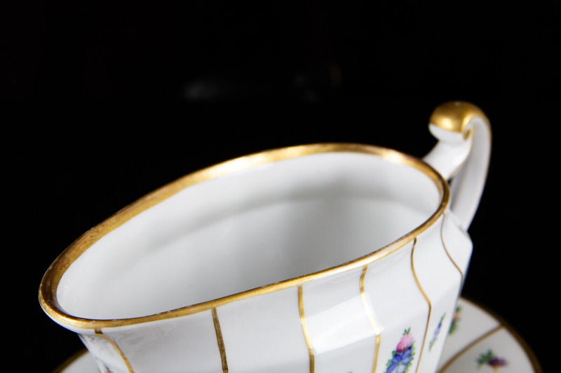 ROYAL COPENHAGEN 'HENRIETTE' PAINTED FLORAL GILT PORCELAIN SAUCE GRAVY BOAT 8534