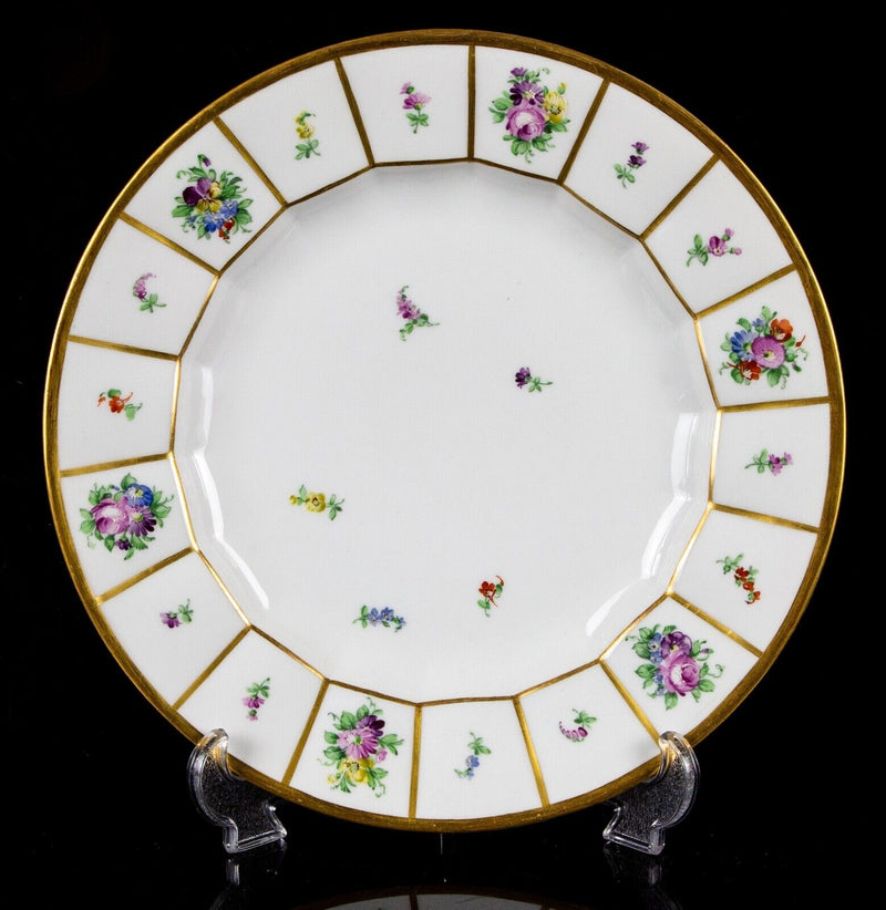 ROYAL COPENHAGEN 'HENRIETTE' PAINTED FLORAL GILT PORCELAIN DINNER PLATE DISH 8549