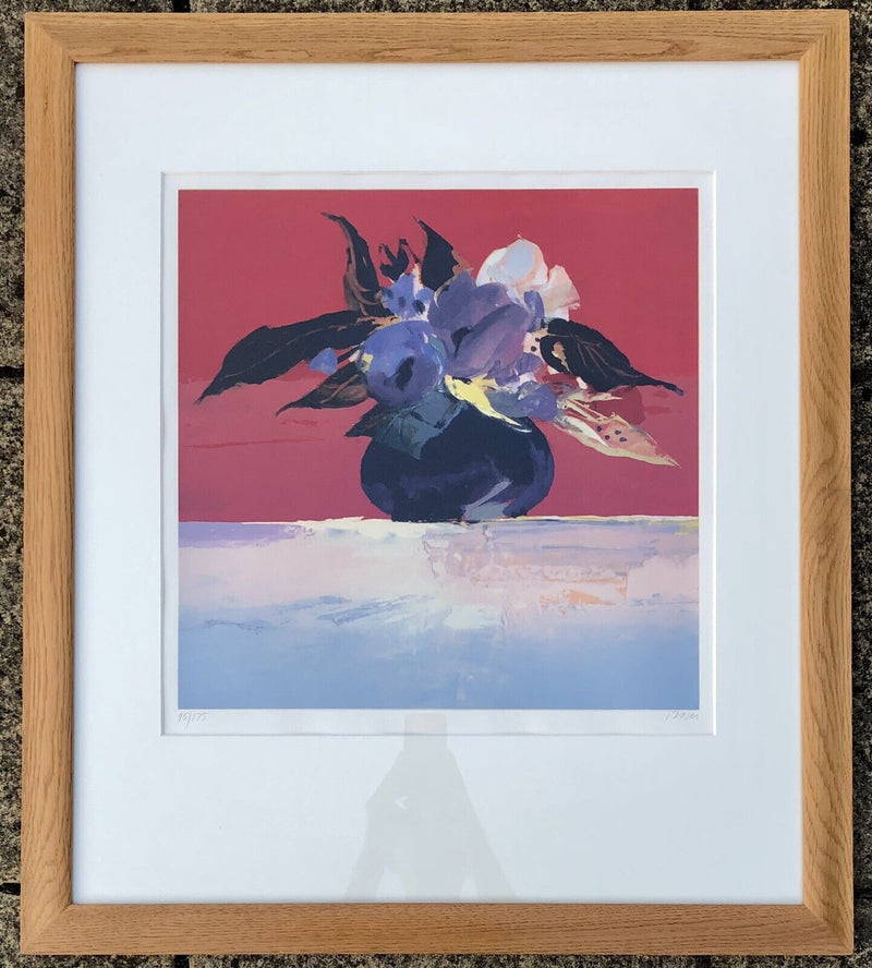 DONALD HAMILTON FRASER 'FLOWERS, RED BACKGROUND' LIMITED EDITION PRINT, SIGNED