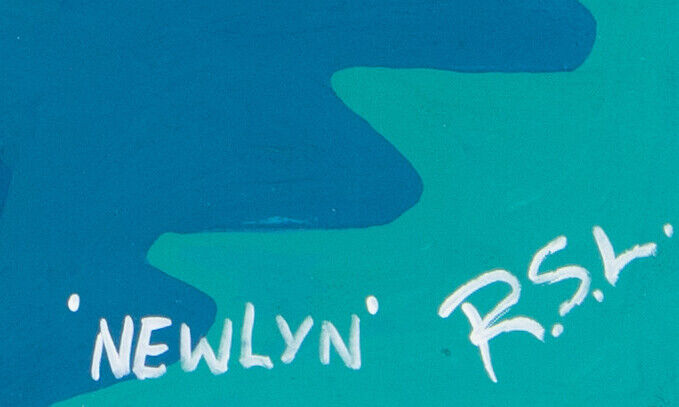 RICHARD LODEY 'NEWLYN' CORNISH SCENE ACRYLIC & GOUACHE ON BOARD, SIGNED