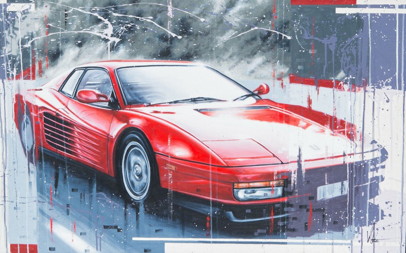 KRIS HARDY 'TESTAROSSA' FERRARI SUPERCAR, OIL PAINTING, SIGNED
