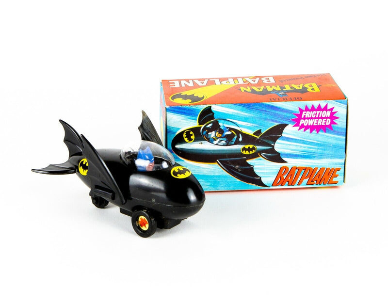 BATMAN - OFFICIAL 1976 HONG KONG FRICTION POWERED BATPLANE MODEL TOY, BOXED
