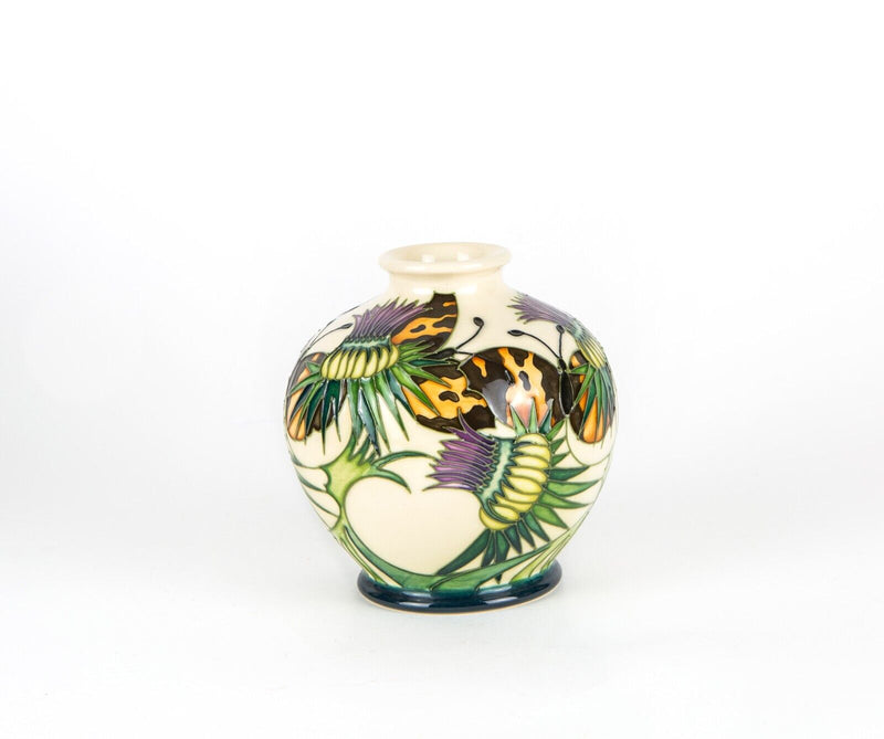 MOORCROFT 'NORTHUMBERLAND' 2008 EMMA BOSSONS BUTTERFLIES THISTLES VASE, BOXED