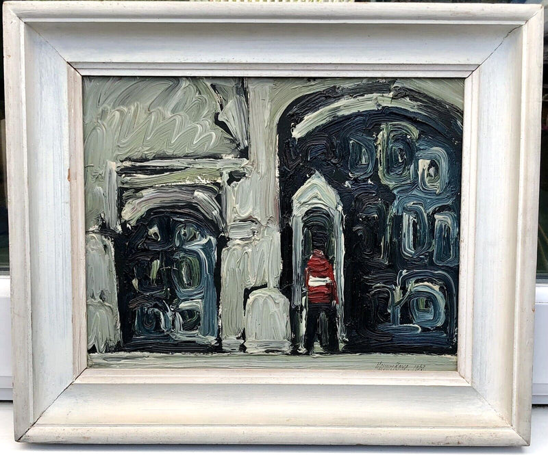 MERVYN ROWE (BRITISH, b.1936) 'SENTRY 1962' BEARSKIN GUARD, OIL ON BOARD, SIGNED