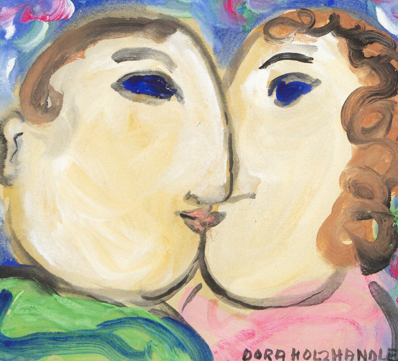 DORA HOLZHANDLER 'THE KISS' ORIGINAL WATERCOLOUR, SIGNED