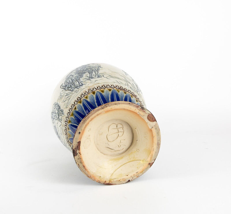 HANNAH BARLOW for DOULTON LAMBETH, GOATS CATTLE GRAZING LANDSCAPE STONEWARE VASE