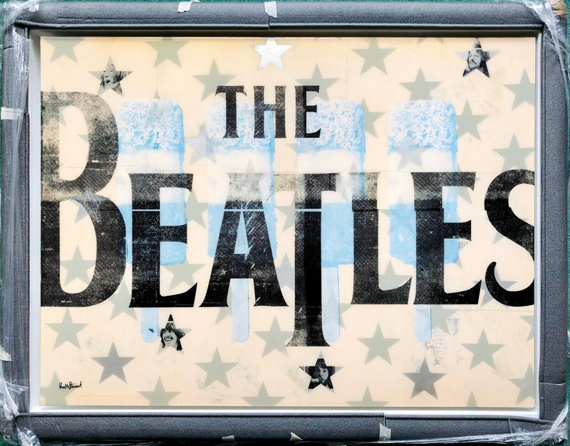 KEITH STEWART 'THE FAB FOUR IV, BEATLES' ORIGINAL MIXED MEDIA PAINTING, SIGNED