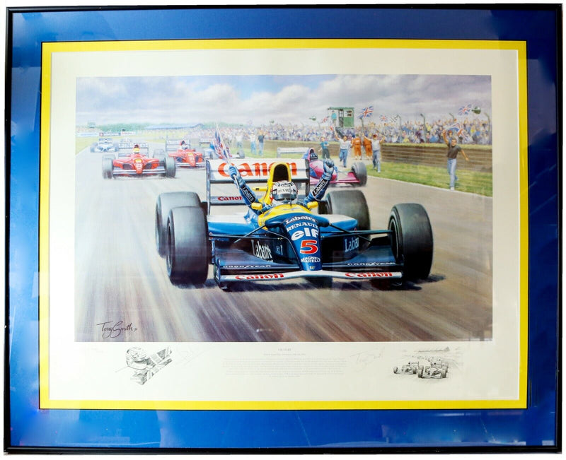 TONY SMITH 'VICTORY' GRAND PRIX, SILVERSTONE 1992, NIGEL MANSELL SIGNED PRINT