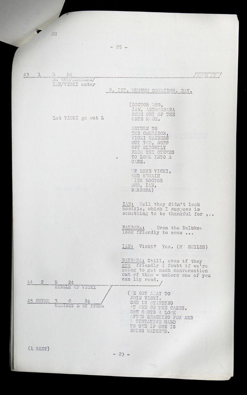 B.B.C DOCTOR WHO 'THE SPACE MUSEUM' 1965 SERIES Q EPISODE 1 SCRIPT BY GLYN JONES