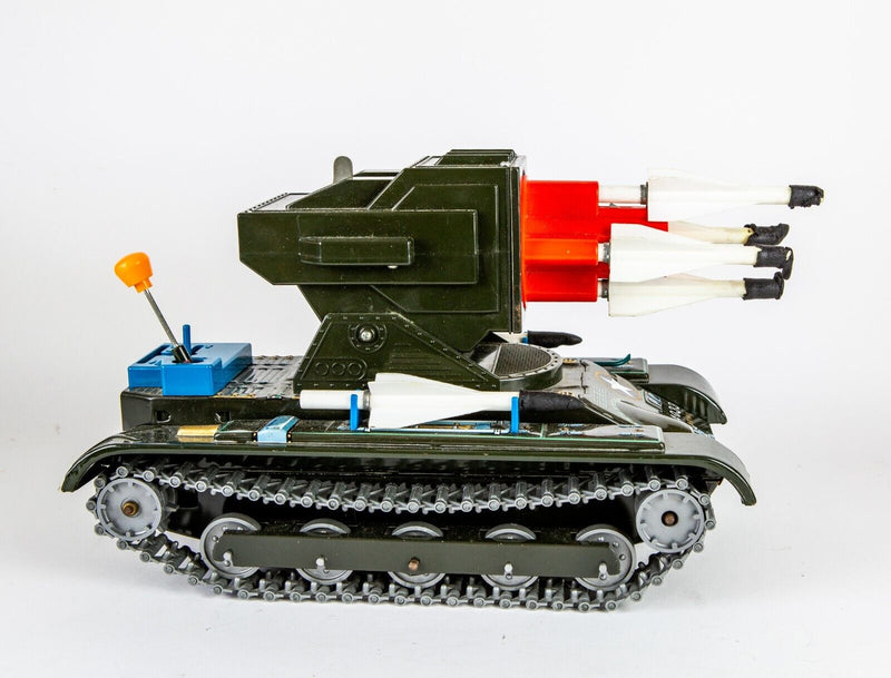 MASUDAYA, MISSILE TANK MS33, VINTAGE JAPANESE TIN PLATE MODEL ARMY TOY, BOXED
