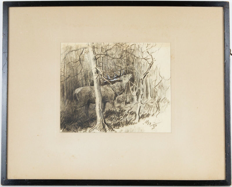 LIONEL EDWARDS, 'SILENCE IS GOLDEN', STAG DEER BRANCHES, SIGNED