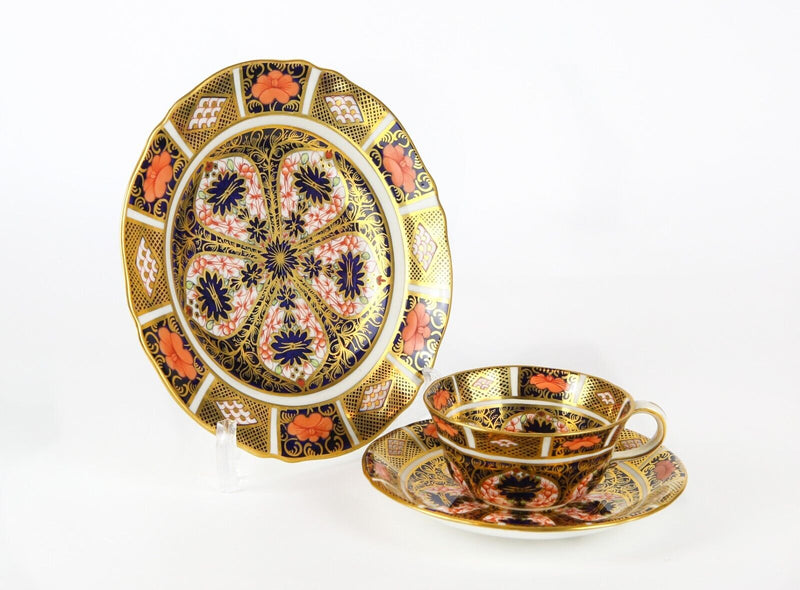 ROYAL CROWN DERBY - JAPANESE OLD IMARI TEA CUP SAUCER PLATE DISH TRIO
