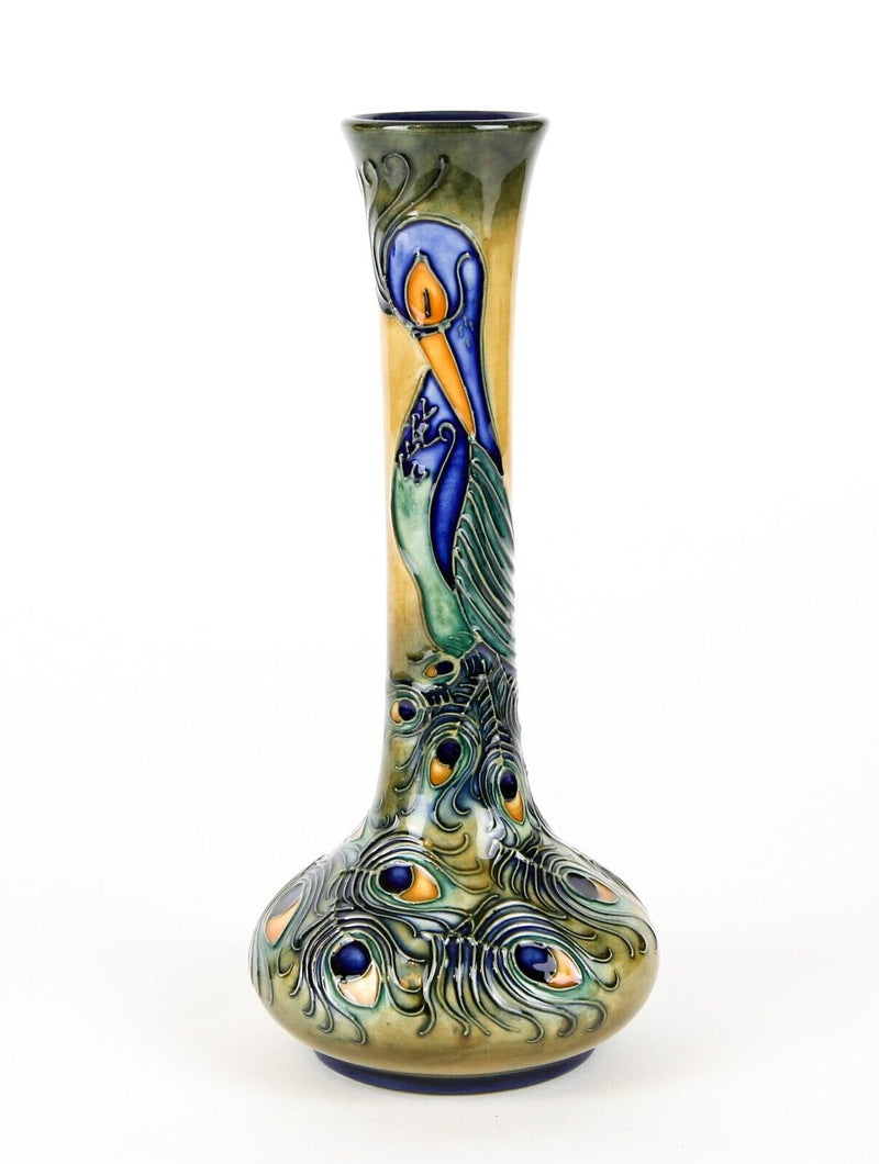 MOORCROFT POTTERY 'PHOENIX' 1997 HUGH EDWARDS PEACOCK BULBOUS VASE