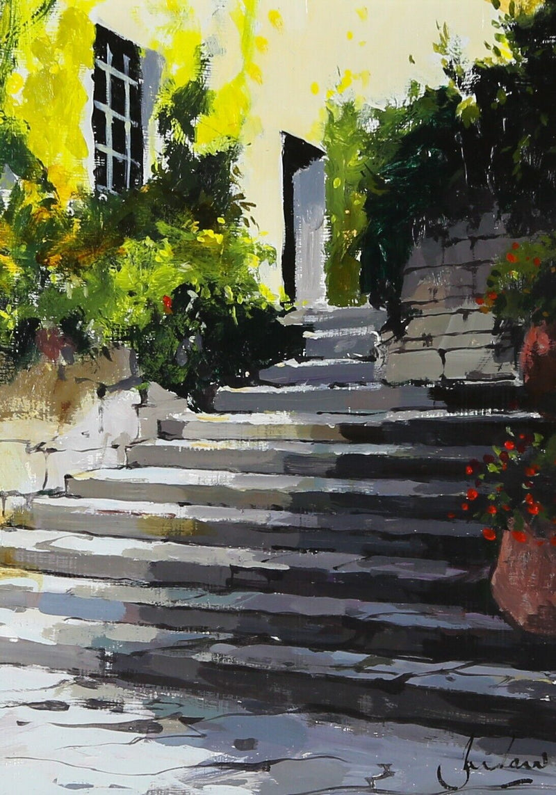 JEREMY BARLOW 'STEPS, BORMES-LES-MIMOSAS', FRANCE, ORIGINAL OIL PAINTING, SIGNED