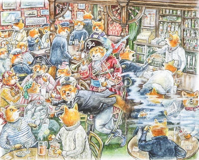 GRAHAM OAKLEY, FOX PRIATES IN THE PUB, ORIGINAL FOXBURY FORCE ARTWORK PAINTING