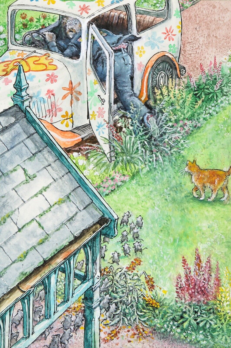 GRAHAM OAKLEY, SAMPSON & CHURCH MICE CHASE VICAR, ORIGINAL WATERCOLOUR ARTWORK