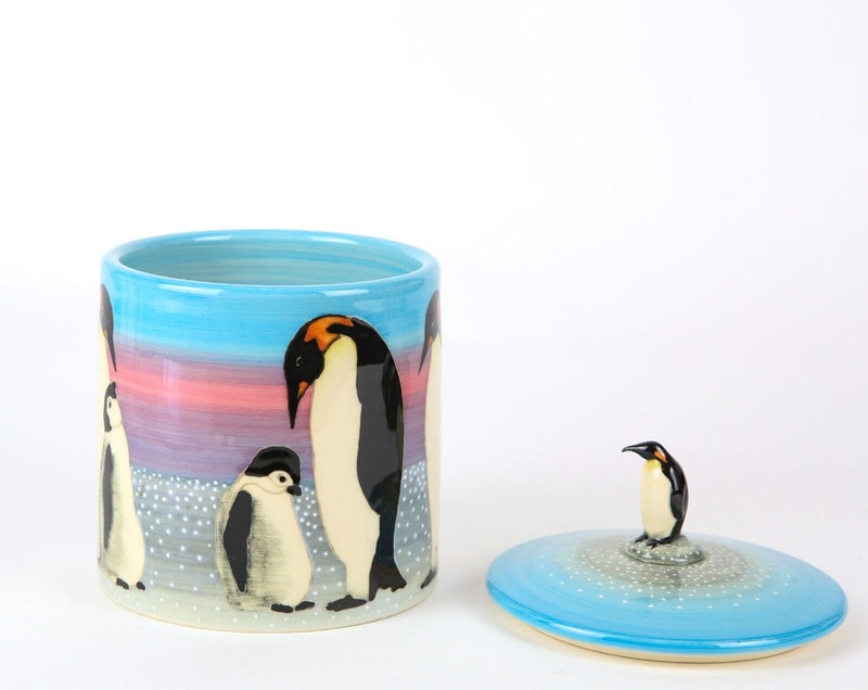 SALLY TUFFIN for DENNIS CHINA WORKS - PENGUIN FIGURAL JAR POT BARREL ORNAMENT