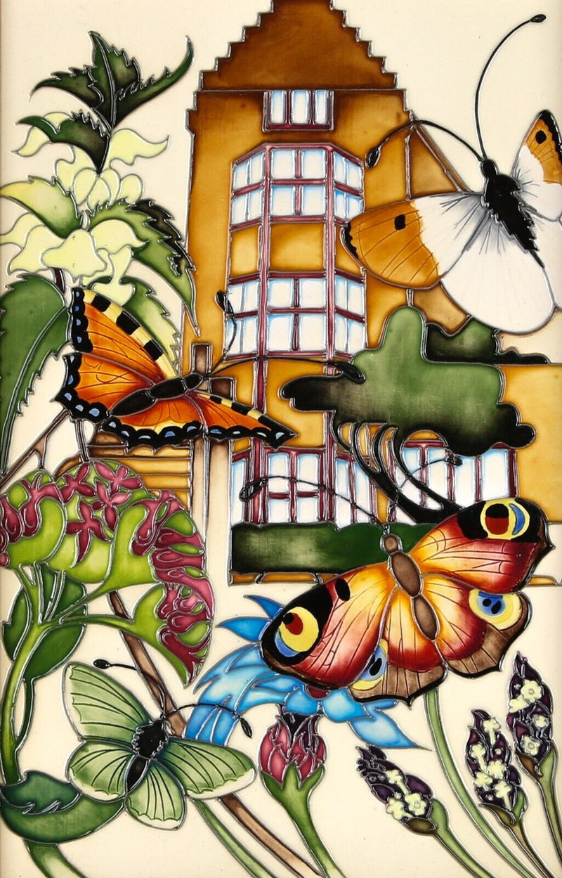 MOORCROFT POTTERY 'CHARTWELL HOUSE' 2012 EMMA BOSSONS BUTTERFLY PLAQUE 74/100