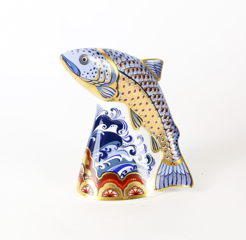 ROYAL CROWN DERBY 'LEAPING SALMON' SINCLAIRS EXCLUSIVE PAPERWEIGHT FIGURE MODEL