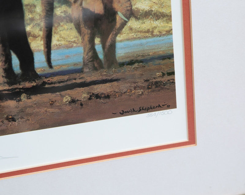 DAVID SHEPHERD, 'EVENING IN AFRICA' LIMITED EDITION WILD ELEPHANTS PRINT, SIGNED