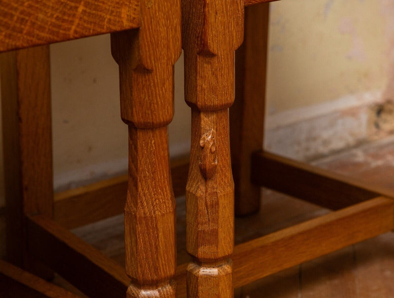 ROBERT 'MOUSEMAN' THOMPSON OF KILBURN - SET OF 4 OAK LATTICE HALL DINING CHAIRS