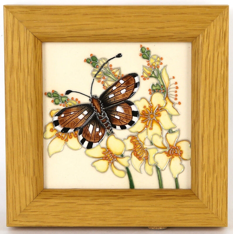MOORCROFT POTTERY 2014 BUTTERFLY FLORAL FLOWER PLAQUE