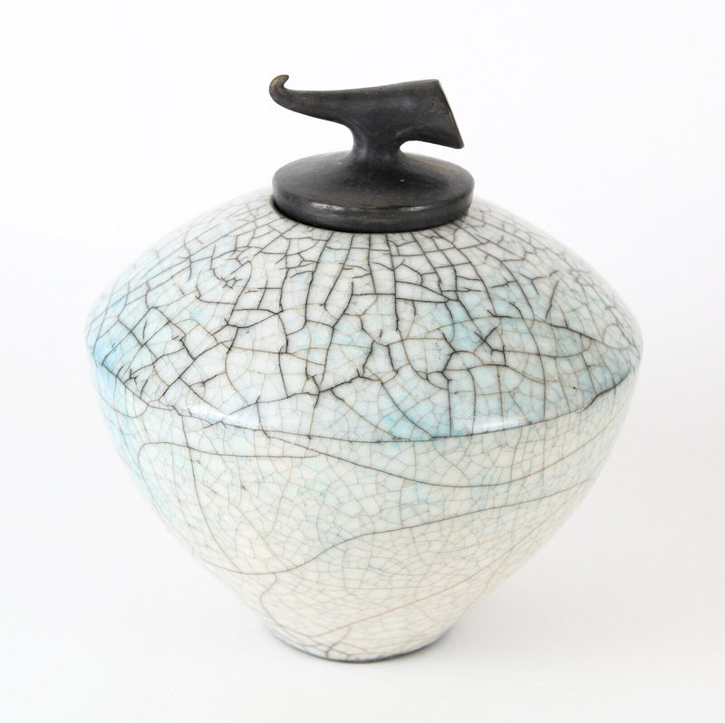 TIM ANDREWS - RAKU STUDIO ART POTTERY JAR POT VASE, SIGNED