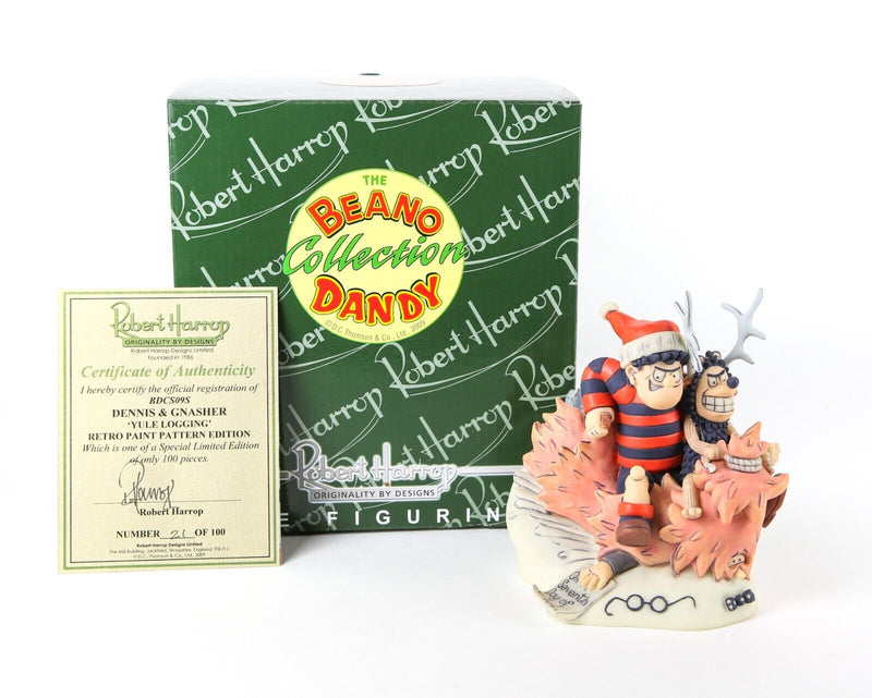 ROBERT HARROP ‘DENNIS & GNASHER YULE LOGGING’ LIMITED EDITION BEANO DANDY FIGURE BDCS09S