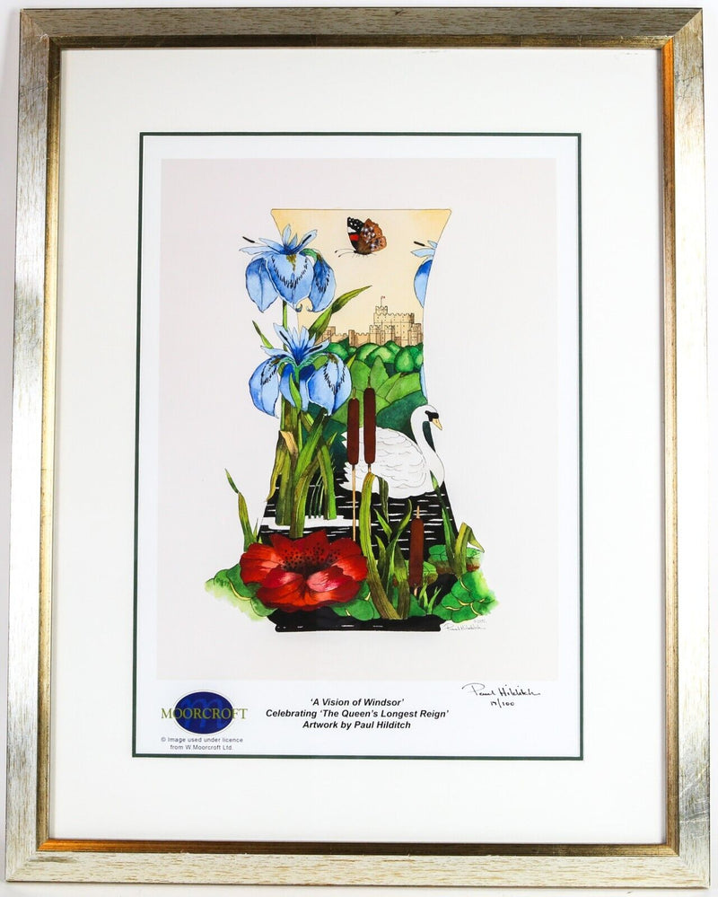 MOORCROFT 'A VISION OF WINDSOR' QUEEN ELIZABETH CASTLE LIMITED EDITION PRINT 100