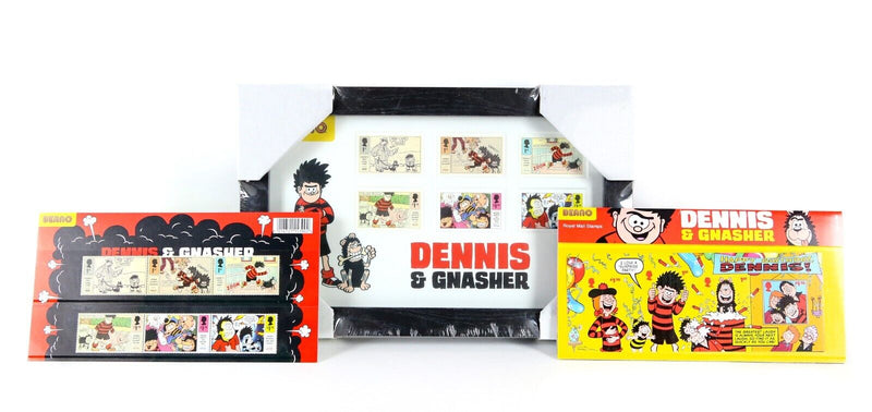 BEANO 'DENNIS & GNASHER' ROYAL MAIL FRAMED SPECIAL STAMPS PRESENTATION SETS