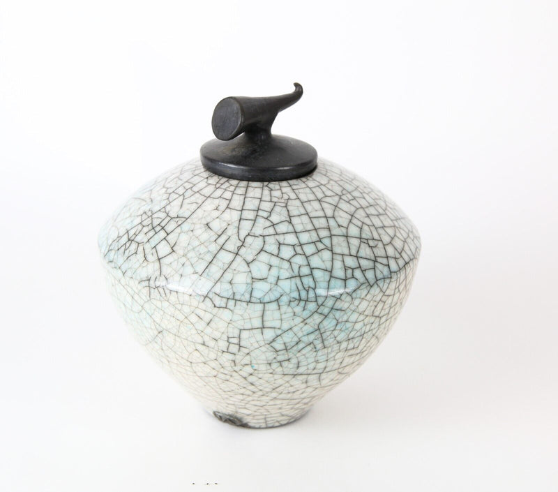 TIM ANDREWS - RAKU STUDIO ART POTTERY JAR POT VASE, SIGNED