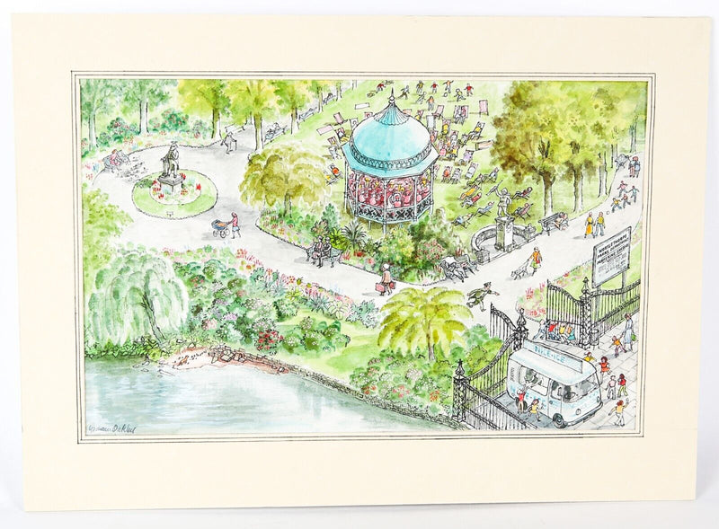 GRAHAM OAKLEY, SAMPSON & CHURCH MICE ARRIVE AT PARK, ORIGINAL ARTWORK PAINTING