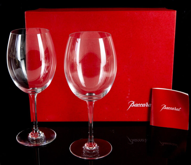 BACCARAT - PAIR OF CRYSTAL WINE GLASSES 20cm, BOXED
