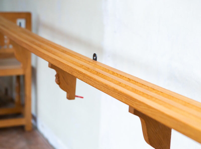 ROBERT 'MOUSEMAN' THOMPSON OF KILBURN - SOLID ADZED OAK WALL SHELF SHELVING UNIT