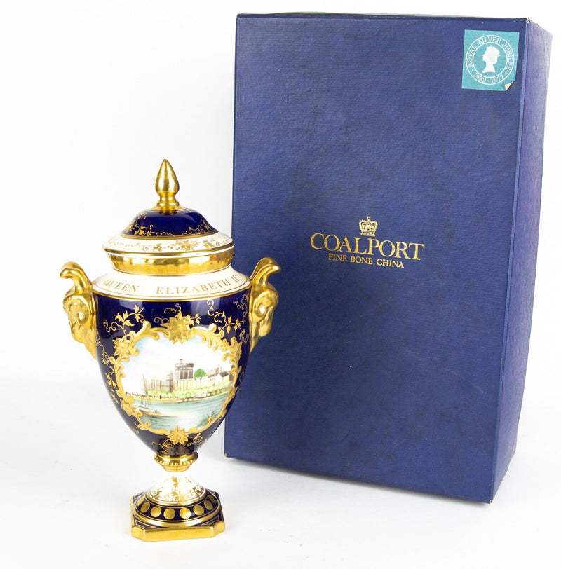 COALPORT - QUEEN ELIZABETH II ERII SILVER JUBILEE BONE CHINA VASE 102/200, BOXED